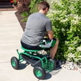 thumbnail image 2 of Sunnydaze Chariot de Jardinage d'Extérieur en Acier Robuste à Roulettes avec Hauteur Réglable, Chaise Pivotante, Plateau à Outils et Panier - Vert, 2 of 10