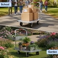 thumbnail image 7 of Lanzxjv Platform Truck, 36" x 24" Foldable Steel Hand Push Cart Dolly, 2000lbs Capacity Heavy Duty Moving Flatbed Cart with 6'' Swivel Wheels for Groceries, Garage, Warehouse, 7 of 7