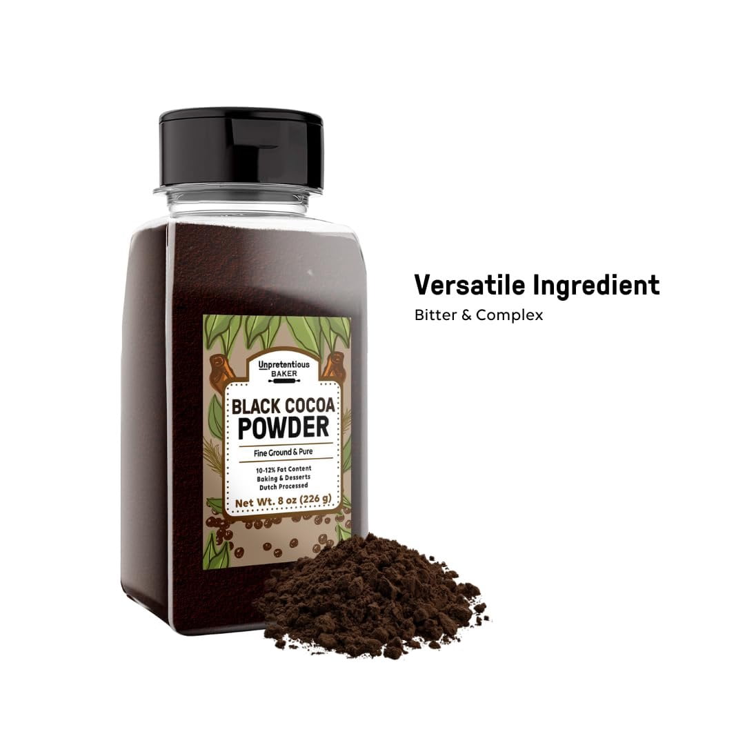 Unpretentious Black Cocoa Powder, Dutch Processed, Cookies & Cakes, Rich & Decadent 8 Ounce