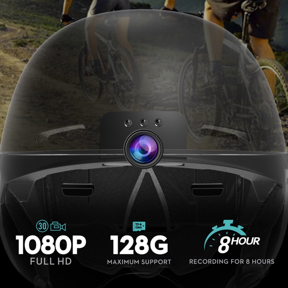 Helmet Action Camera, Camera Recorder 1080P@30FPS Motorcycle Helmets Cameras Built-in 1300mah 130° Wide Angle for Outdoor Cycling