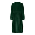 thumbnail image 6 of Efsteb 2025 Dresses for Women Trendy Hight Waist Pleated Velvet Dress Long Sleeve V Neck Cocktail Dress Mini Prom Dress For Wedding Guest (Green,XL), 6 of 7