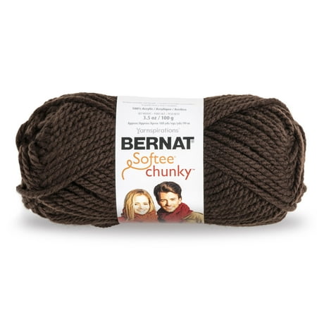 UPC: 0057355351202 | Bernat® Softee® Chunky™ #6 Super Bulky Acrylic Yarn Dark Taupe 3.5oz/100g 108 Yards