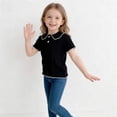 thumbnail image 4 of NAISIBABY Kids Girls T-Shirt Size 6, Soft Comfy Button-Up Collar Short Sleeve Summer Cute Fashion Tee Black, 4 of 5