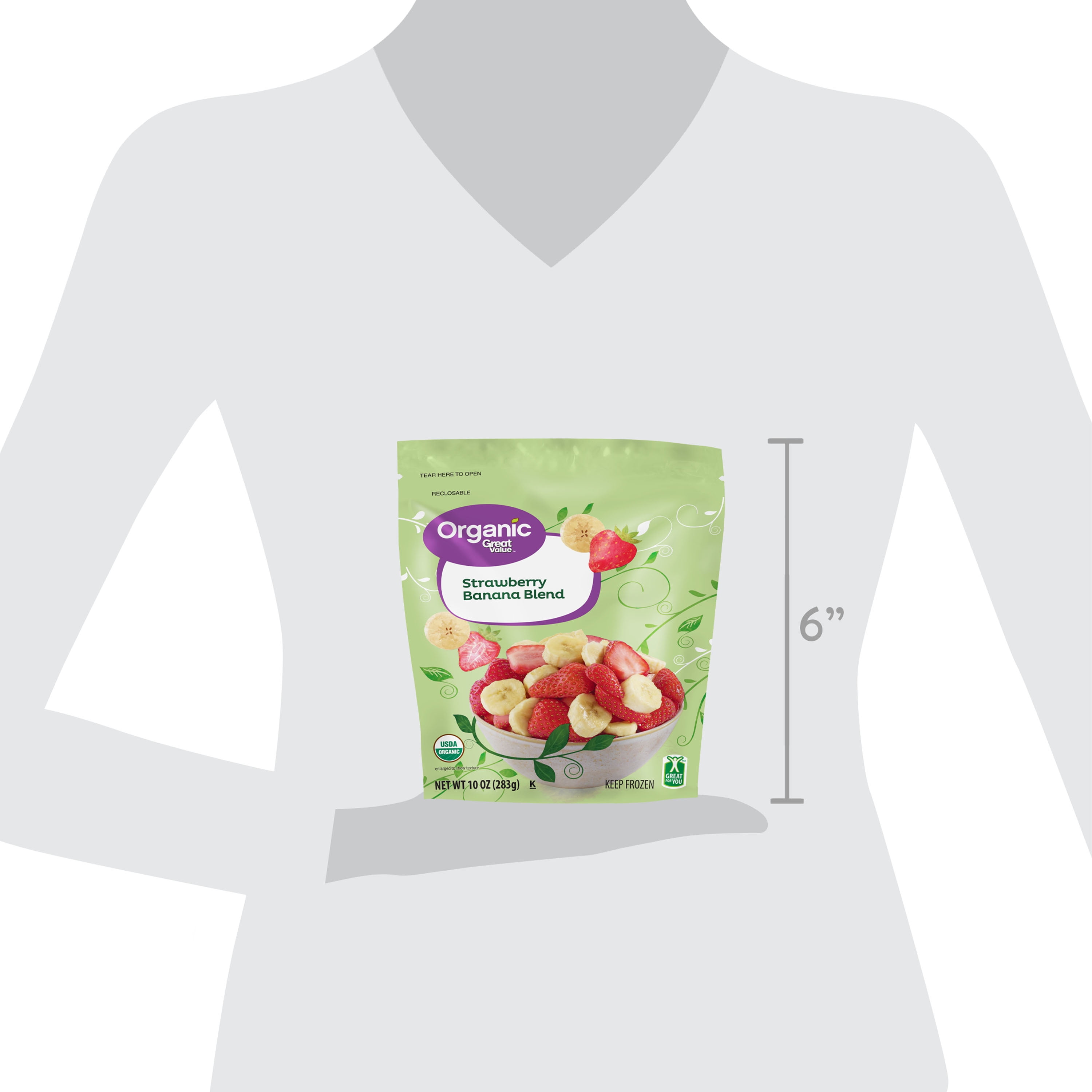 Great Value Organic Strawberry Banana Blend, 10 oz (Frozen)