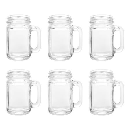 Uxcell Mason Jar Shot Glasses with Handles, 6Pack 45ml/1.6 OZ Reusable Mini Mason Shooter Glass
