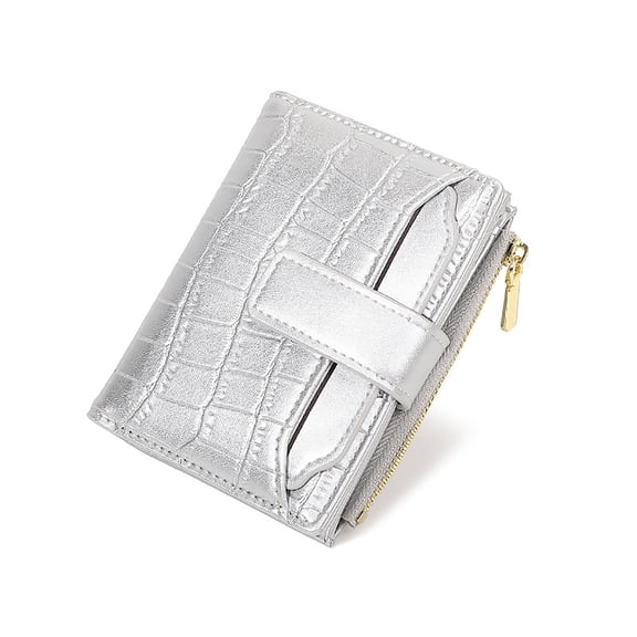 DAMAI Women's Minimalist Portable Plain Color leather Short Wallet, Slim Soft Bifold Blocking Purses with Zipper Coin Pocket for Women