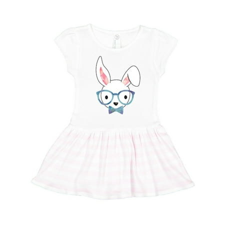 

Inktastic Cute Hipster Bunny Blue Gift Toddler Girl Dress