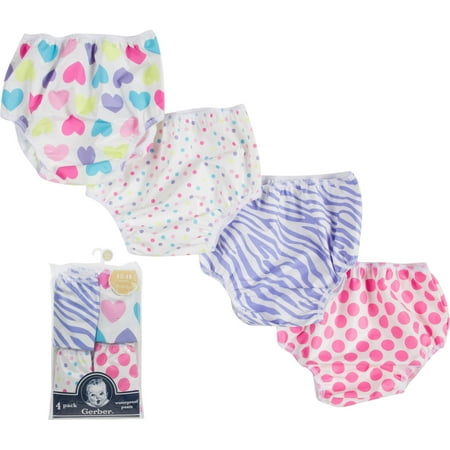 Gerber Baby Toddler Girl Waterproof Training Pant Covers,4-Pack Assorted