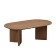 thumbnail image 3 of Tcbosik 39.3" Oval Coffee Table with Pedestal, Modern Center Table for Living Room, Easy Assembly, Walnut, 3 of 8