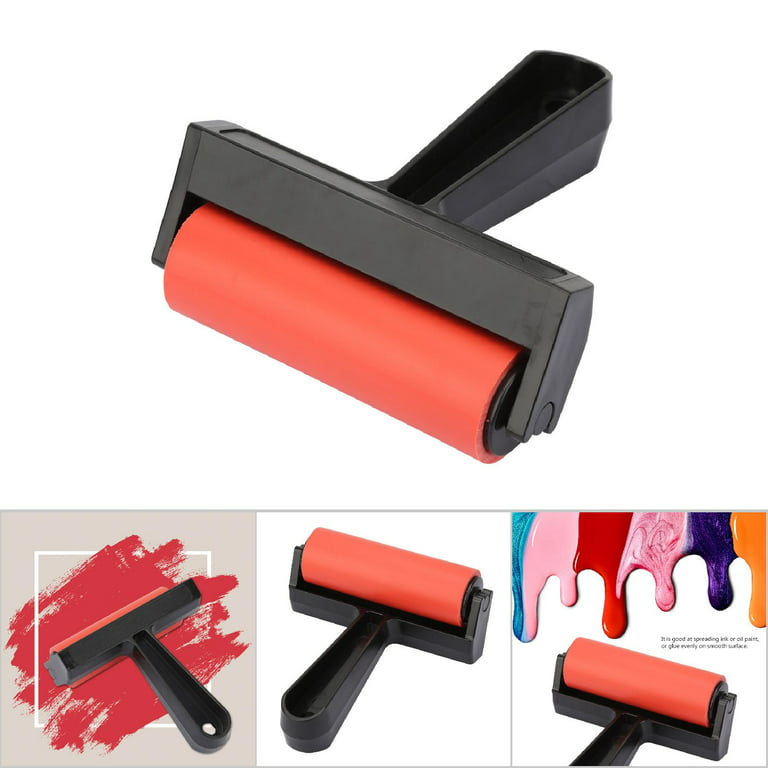 3pcs Rubber Roller Brayer Rollers Hard Rubber, Tape Construction