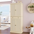 thumbnail image 3 of S-HOME 4 Door Storage Cabinet Featuring 1 Drawer and Adjustable Shelves in Engineered Rattan for Home Organization, Natural, 3 of 20