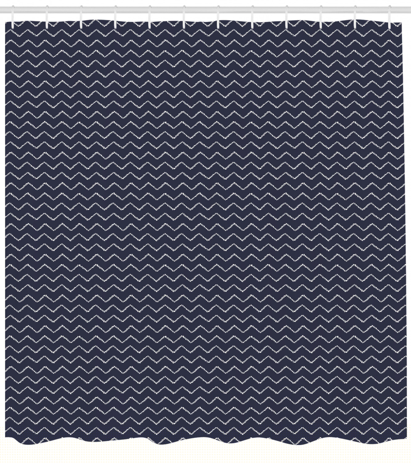 thumbnail image 3 of Ambesonne Navy Blue Shower Curtain, Chevron Zigzag Themes, 69"Wx84"L, Navy Blue and White, 3 of 3
