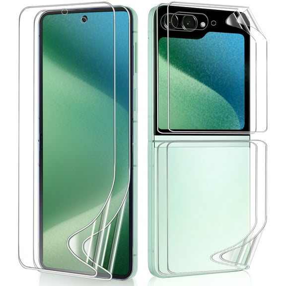 2 Sets Screen Protector for Samsung Galaxy Z Flip 6, (2 Main Screen and 2 Front Screen) Premium Folding TPU Soft Protective Film, Full Coverage for Galaxy Z Flip6,HD Clear Scratch Resistant