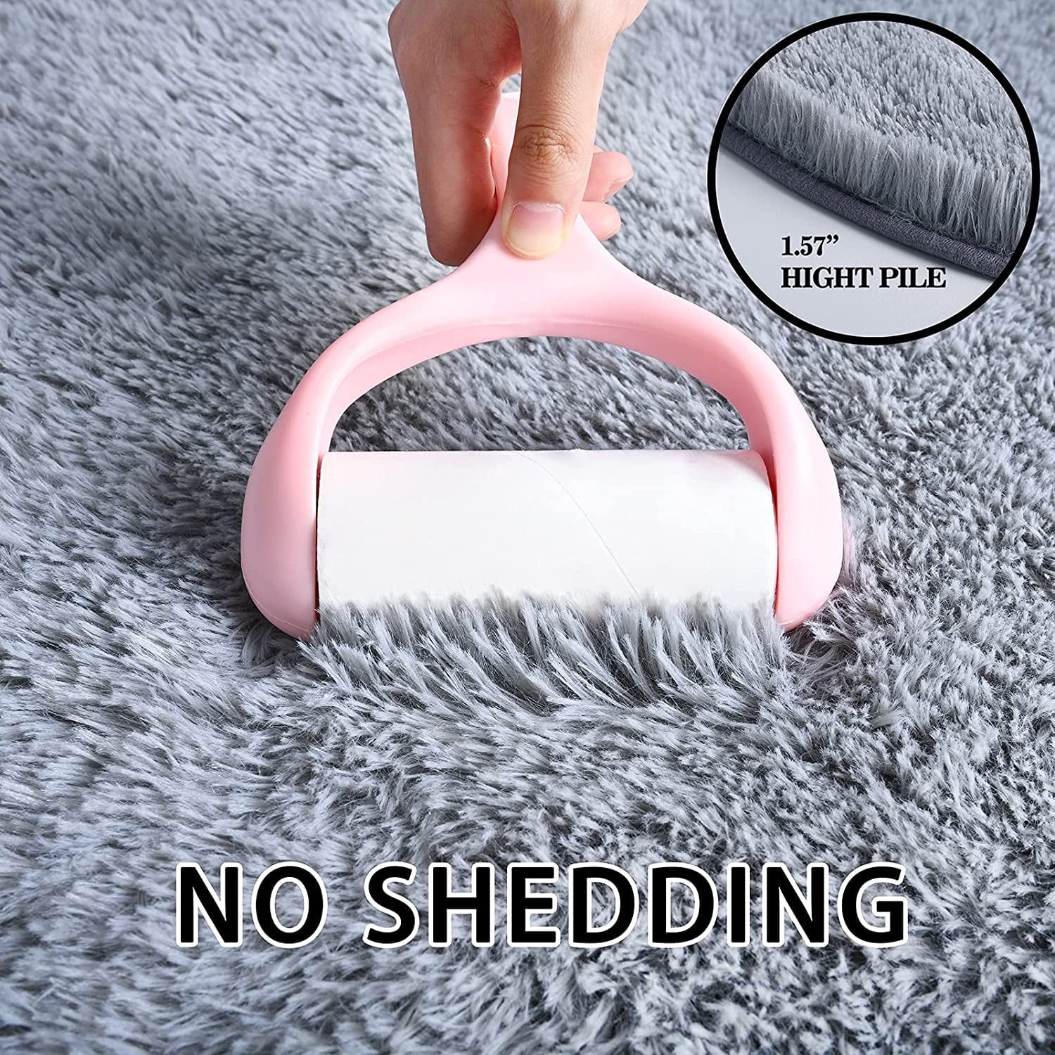Arogan Super Soft Area Rugs for Bedroom Living Room Nursery Room,Fluffy Oval carpet,2.6'x5.3',Gray
