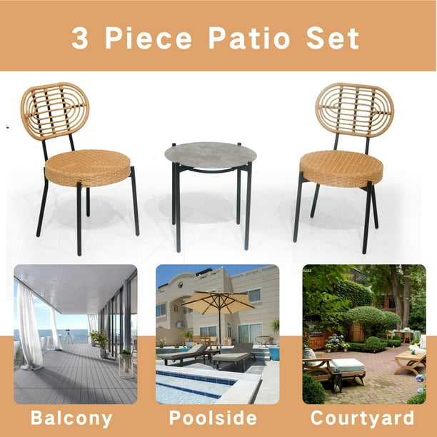 Patio Bistro Table and Chair Set Of 3, Luxury Outdoor Furniture