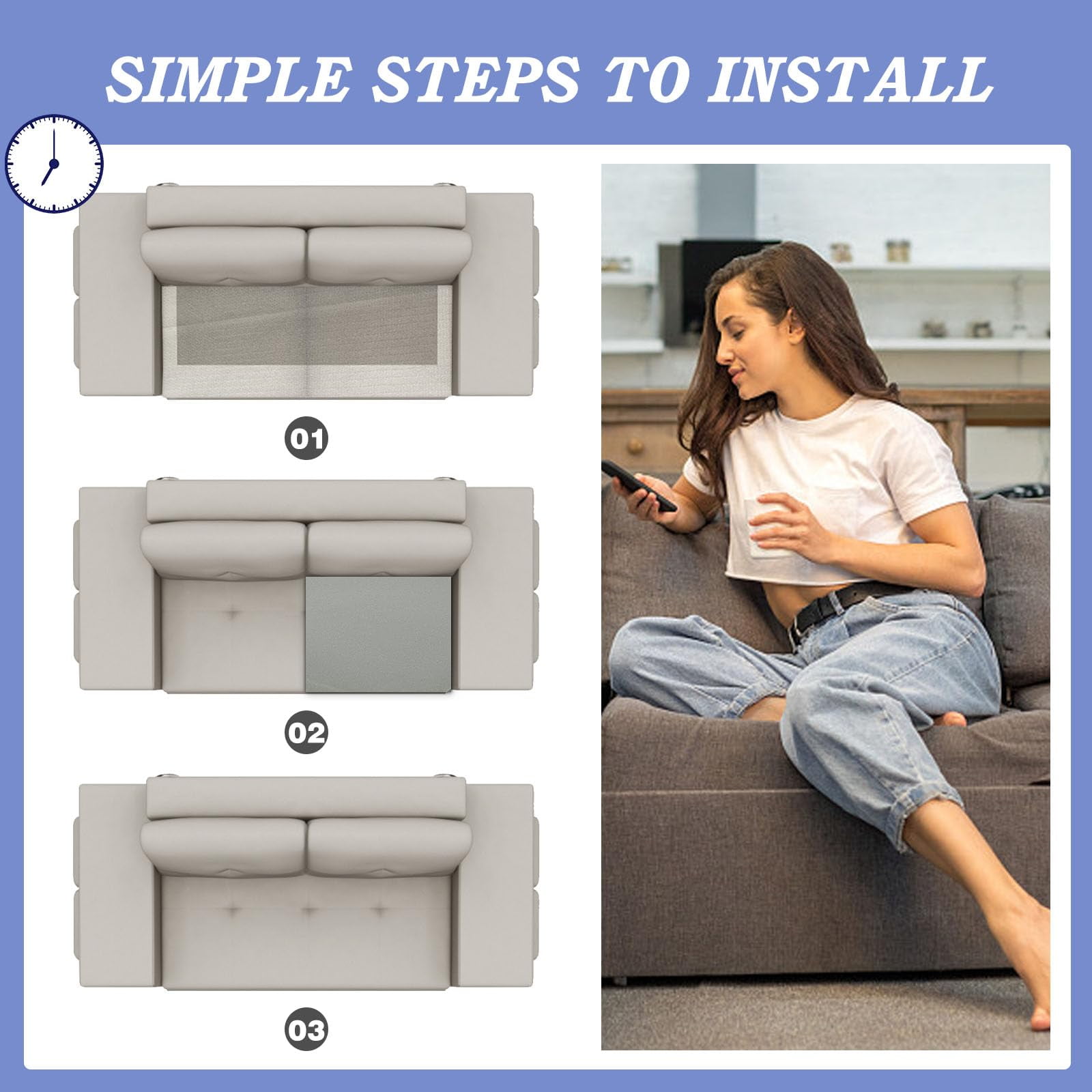 E-SDS Couch Cushion Sag Repair, Sofa Cushion Individual Support Furniture  Seat High-Density Foam Sag Replacement for Sofa （ 20 x 20 x 2, Quantity 1