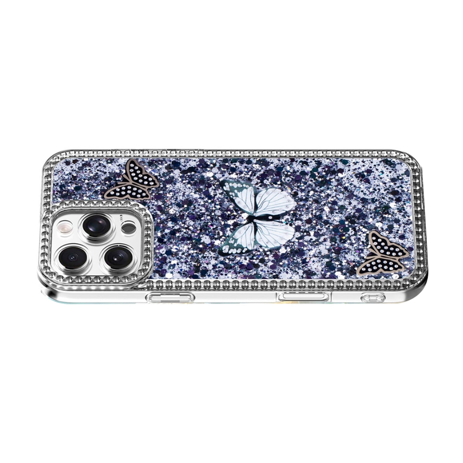 Shiny Butterfly Protective Case for iPhone 17 Pro - Black