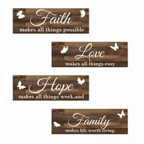 LAMIRO Family Love House Decorations Living Room Faith Hope Wall Creative Art Rustic Wood Sign
