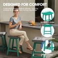 thumbnail image 3 of MUCHENGHY Set of 2 Outdoor Bar Stools 24" with Cushions, HDPE Patio Saddle Seats, Aqua, 3 of 6