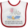 thumbnail image 3 of Inktastic My Great Uncle Loves Me to the Moon and Back Elephants Boys or Girls Baby Bib, 3 of 4