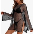 thumbnail image 4 of Women's Swimsuit Coverup Crochet Sheer Beach Dress Slit Long Sleeve Bathing Suit Cover Up, 4 of 9