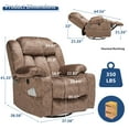 thumbnail image 2 of Manual Swivel Glider Rocker Recliner Chair with Heated Massage, 360° Swivel Overstuffed Lounge Chair with 2 Cup Holders, Side Pockets & USB Ports for Living Room, Fabric Brown, 2 of 7