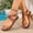 Brown, variant on Women's Sandals Summer Flat Comfortable Sandals with Gold Ornament Adjustable Ankle Strap Topic Open Toe ,Plus-Size Comfy Casual Shoes Brown