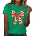 thumbnail image 2 of ClodeEU Women Cute Tops Bow Graphic Tees,Printed Crewneck Short Sleeve T Shirts Green,Womens Plus M, 2 of 4