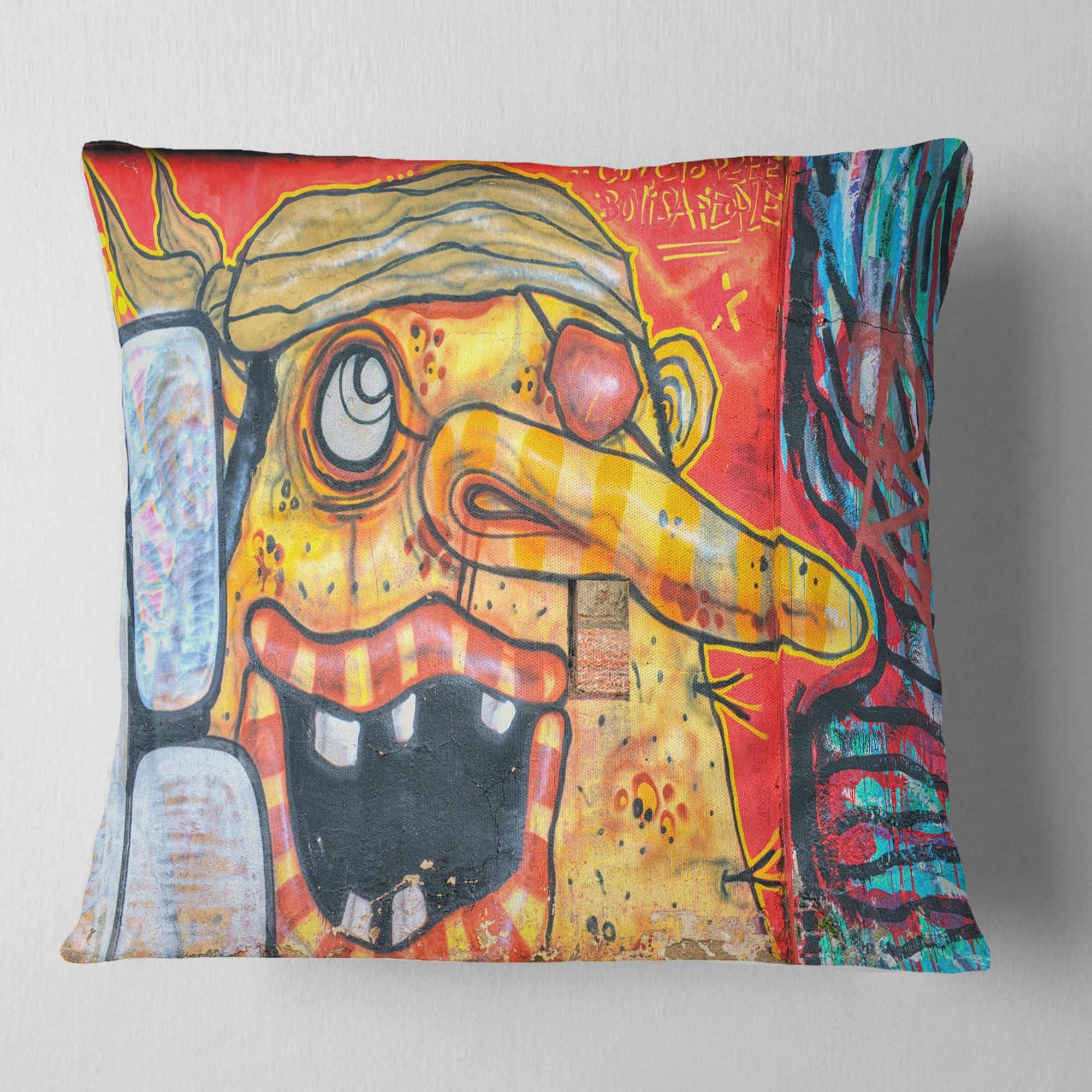 Designart Funny Street Art - Graffiti Throw Pillow - 18x18