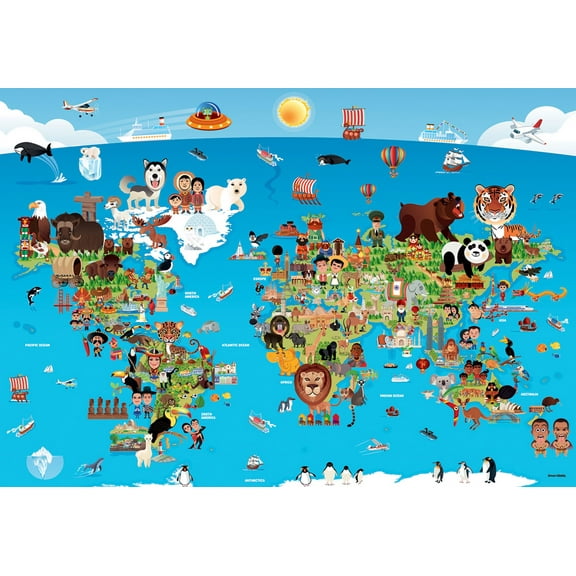 Cartoon World Map 260 Piece Jigsaw Puzzle