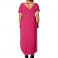 thumbnail image 4 of Neewe Robe T-Shirt Décontractée pour Femme Grande Taille à Col en V à Manches Courtes Robes Évasées Fête d'Anniversaire Été Voyage Plage avec, 4 of 5
