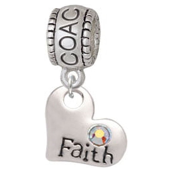 Faith Heart with AB Crystal - Coach Charm Bead