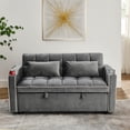thumbnail image 3 of 55.51 inch versatile foldable sofa bed in 3 lengths, modern sofa sofa sofa velvet pull-out bed, adjustable back and with USB port and ashtray and swivel phone stand (Grey), 3 of 13