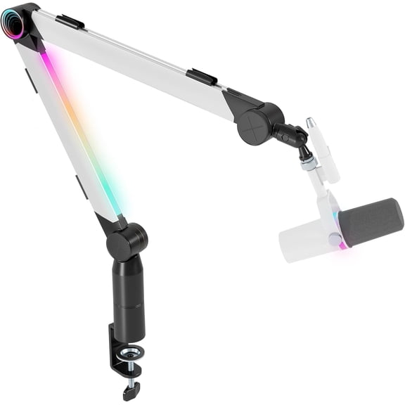 ARES WING RGB Microphone Boom Arm with Volume Control Knob, Adjustable Aluminum Mic Arm Desk Mount, 3/8” to 5/8” Adapter, Suspension Scissor Stand for Gaming, Streaming, Podcasting