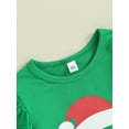 thumbnail image 6 of Wassery Little Girls Christmas Outfits Clothes 6M 1T 2T 3T 4T Kids Girls Long Sleeve Letter Hat Snowflake Print T-Shirts+Santa Print Flare Pants 2Pcs Christmas-themed Clothing for Toddler Girl, 6 of 9
