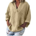 thumbnail image 2 of SHITINN Women Shirts Boho Womens Long Sleeve Linen Kaftan Ladies Baggy Blouse Tee Shirt Tops Short Sleeve Tunic Tops for Women Summer Top, 2 of 2