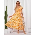 thumbnail image 4 of Vestido largo GRACE KARIN con estampado floral de verano, cuello en V y manga con volantes, 4 of 6