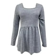thumbnail image 4 of PENGXIANG Automne et Hiver Col Carré Uni Manches Longues Haut pour Femmes, 4 of 4