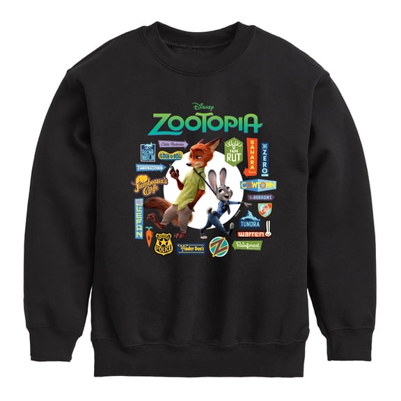 Disney Zootopia - Zootopia Signage - Toddler & Youth Crewneck Fleece Sweatshirt