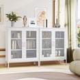 thumbnail image 5 of Elegant 40''H Metal Storage Cabinet with Mesh Doors,Steel Display Cabinet with Adjustable Shelves,Metal Office Storage Locker for Home Office,White, 5 of 7