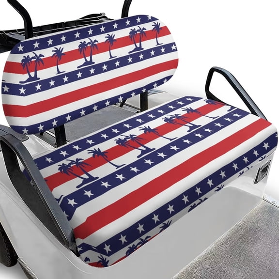 Aplkyhs Golf Cart Seat Covers Patriotic Stars Palm Tree Golf Cart Washable Seat Cover Easy Install and Clean Breathable Comfortable Breathable for Club Car Precedent and Most Original Front Seat