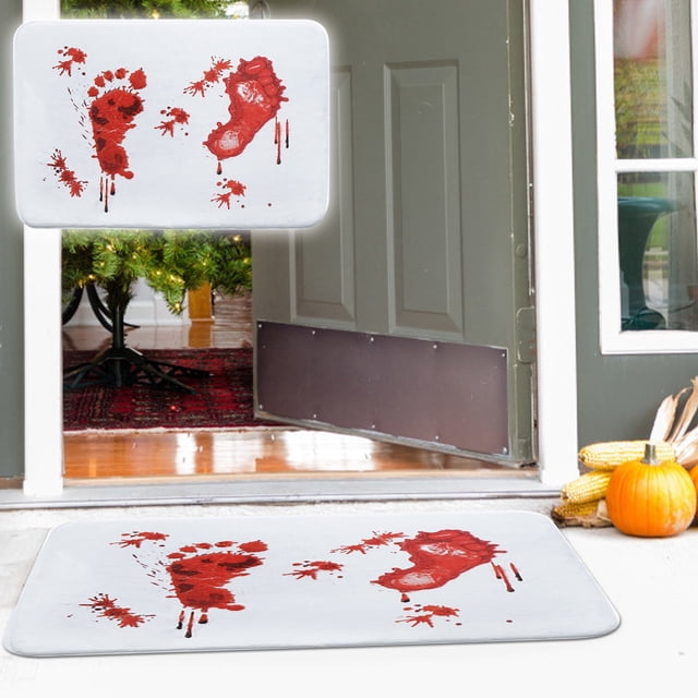 Alfombrilla de baño con huella de sangre, alfombrilla para puerta, estilo terrorífico, decoración de Halloween Wmkox8yii HFSH6047