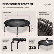 JumpSport 570 PRO Indoor Durable Lightweight 44in Fitness Trampoline, Black