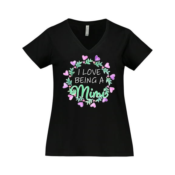 Inktastic I Love Being a Mimi- Circle of Hearts Women's Plus Size V-Neck T-Shirt