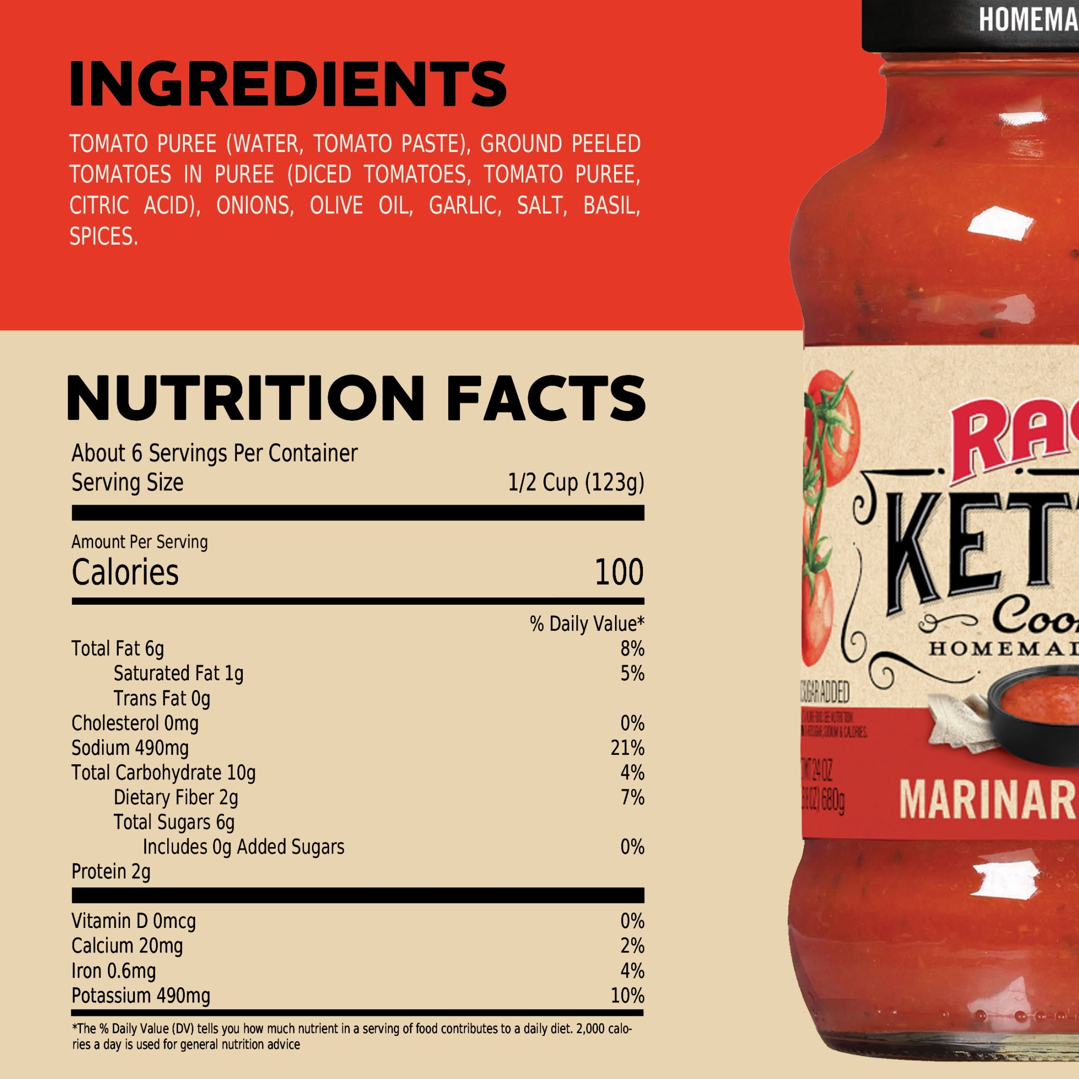 RAGU Kettle Cooked Marinara Sauce, Pasta Sauce, 24 oz