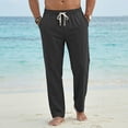thumbnail image 5 of IhhxPro Men's Linen Outdoor Cargo Pants with Elastic Waist, Drawstring Casual Straight Leg Trousers, Relaxed Fit, Lightweight Summer Travel Hiking Style S-3XL, 5 of 9