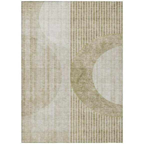 HomeRoots 581202 10 x 14 ft. Geometric Washable Indoor & Outdoor Rectangle Area Rug, Taupe, Beige & Tan