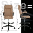 thumbnail image 4 of Misolant Drafting Chair, Tall Office Chair for Standing Desk, Standing Desk Chair with Adjustable Height and Flip-up Arm, Leather Drafting Chair, High Office Chair for Counter Height Desk, 4 of 6