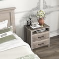 thumbnail image 4 of Gymax 2 PCS Nightstand w/ 2 Drawers Farmhouse Bed Side Table w/ Open Storage Shelf, 4 of 10