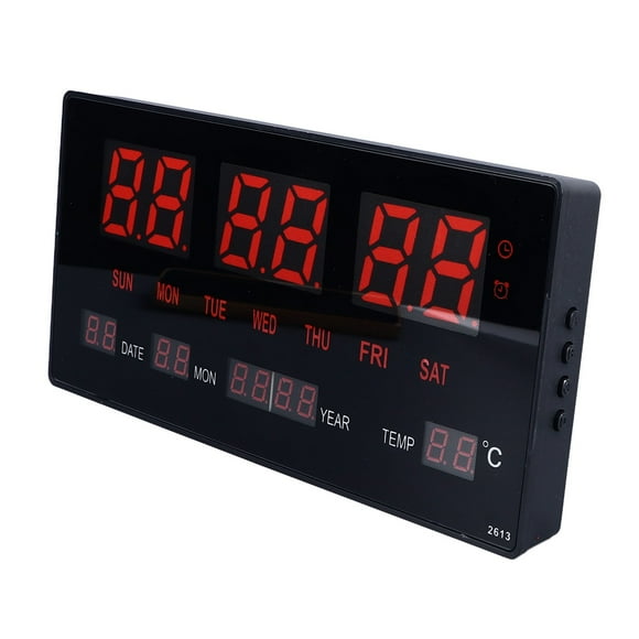 Digital Wall Clock, Hourly Chime Function Plastic LED Digital Wall Clock for Home